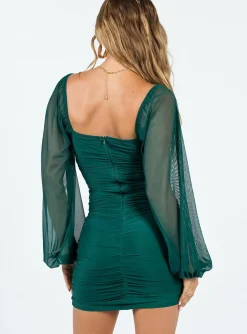 Princess Polly Corbett Long Sleeve Mini Dress  Teal Best Sale