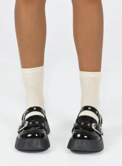 Princess Polly Cordova Flats  Black Sale