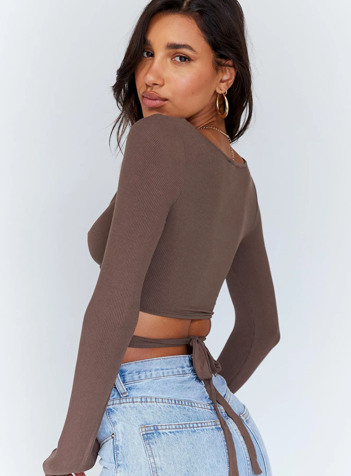 Princess Polly Corey Long Sleeve Top Brown Outlet