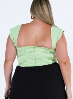 Princess Polly Cornell Satin Corset Topcurve Green Discount