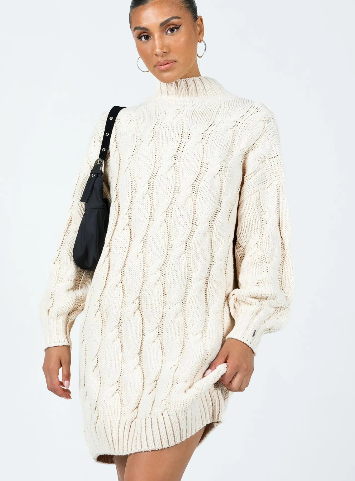 Princess Polly Corthay Knit Mini Dress  Cream Clearance