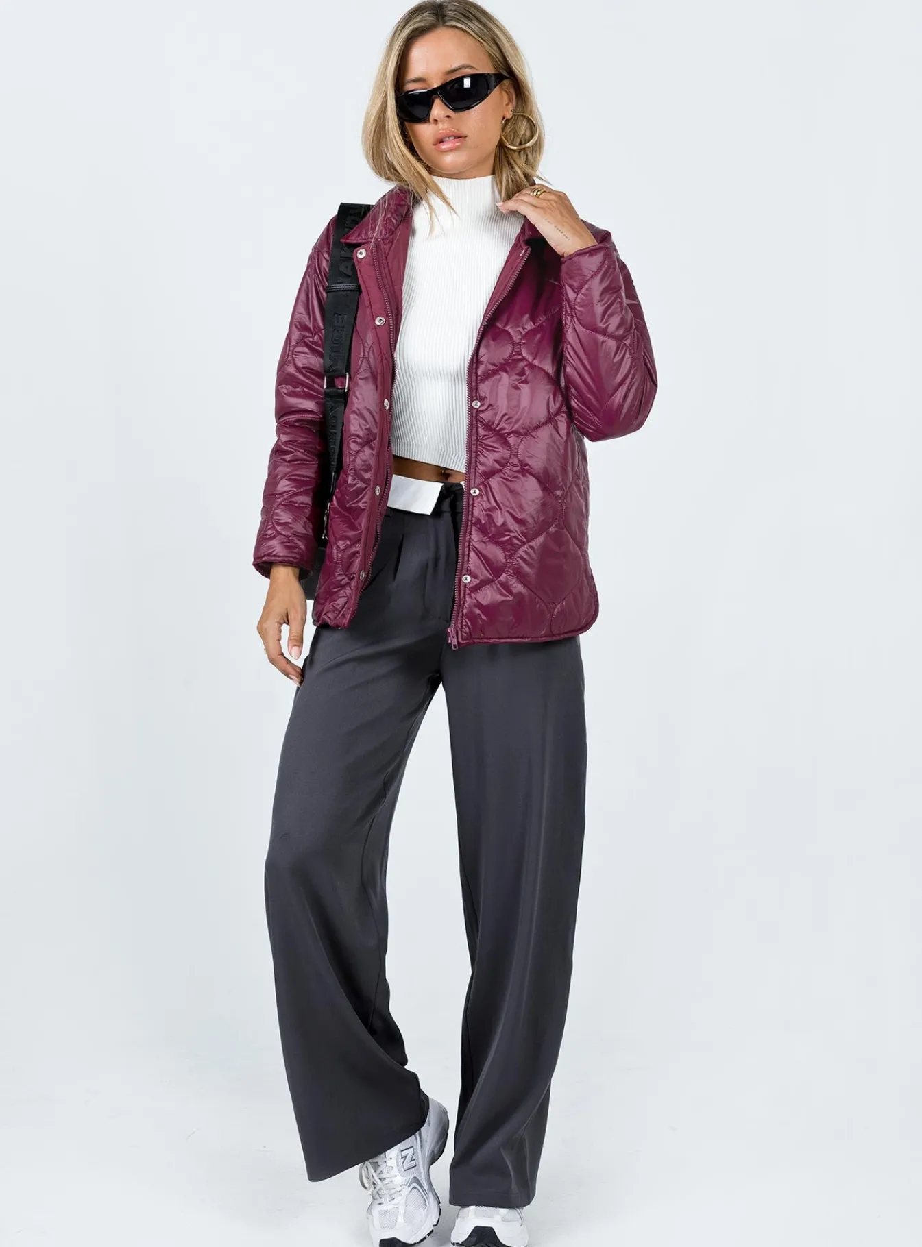 Princess Polly Cosmelia Quilted Puffer Jacket Wine Discount