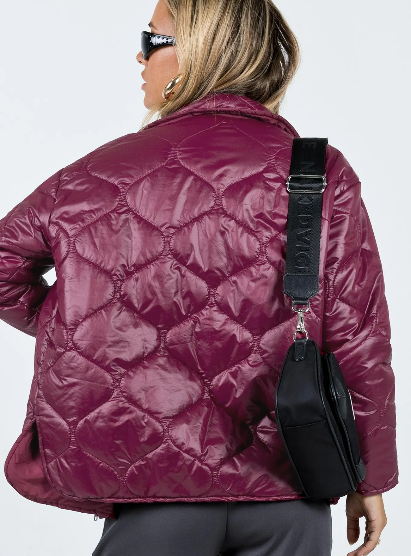 Princess Polly Cosmelia Quilted Puffer Jacket Wine Discount