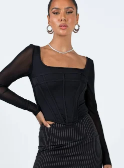 Princess Polly Costello Long Sleeve Top Black Fashion
