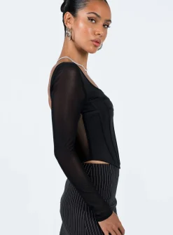 Princess Polly Costello Long Sleeve Top Black Fashion
