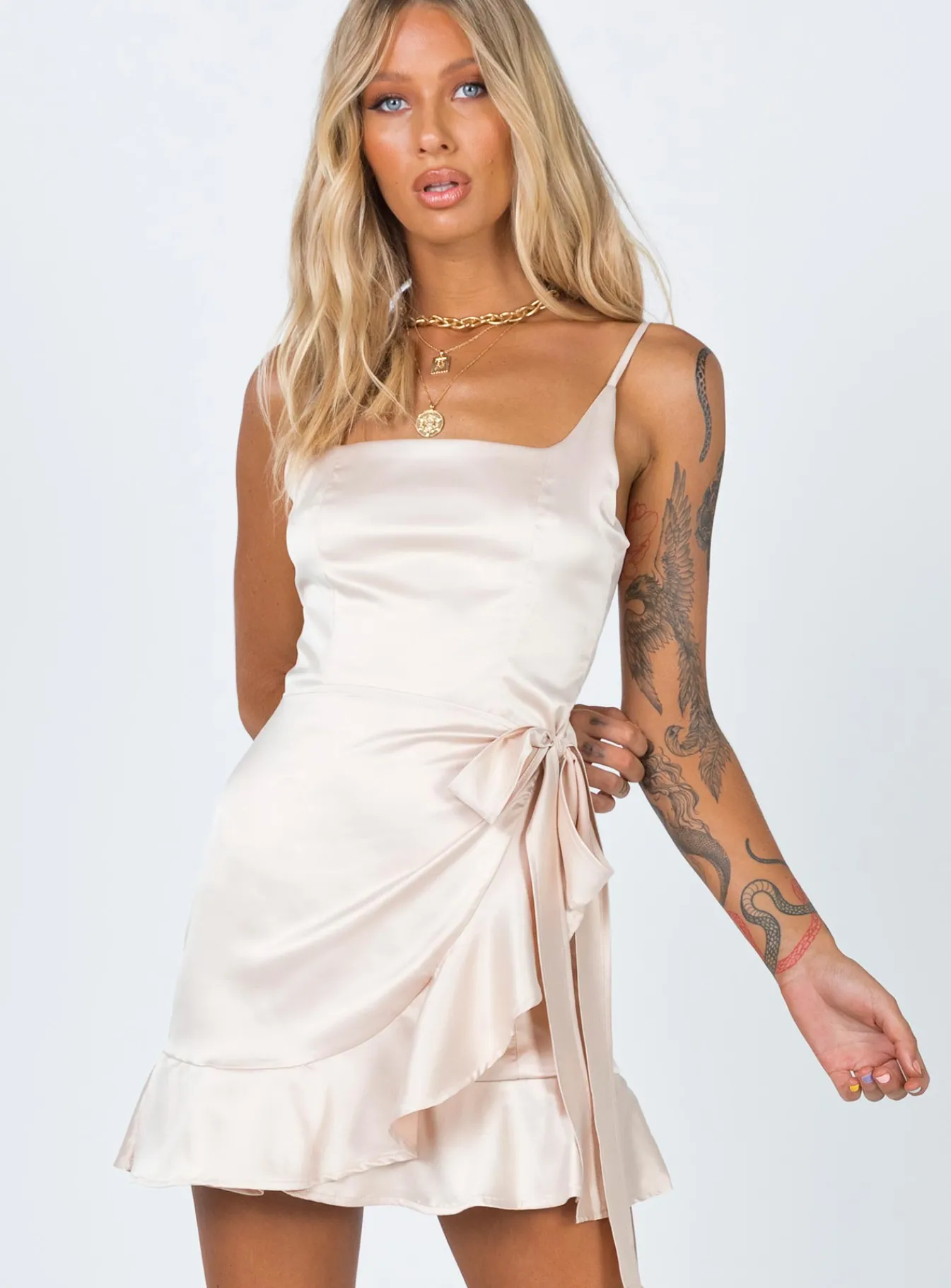 Princess Polly Cottage Hill Mini Dress Champagne Best