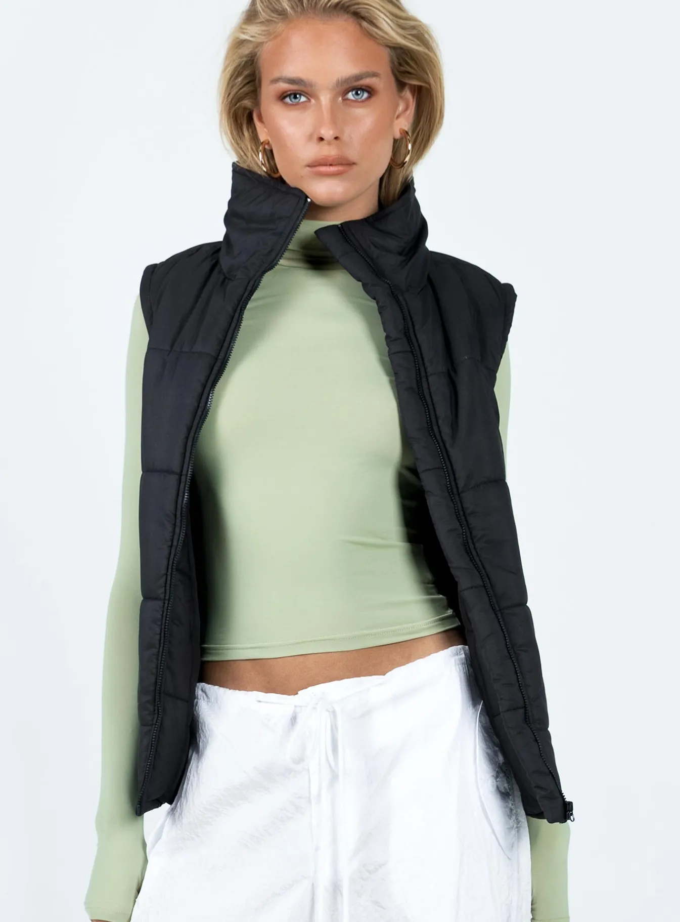 Princess Polly Coulter Puffer Vest Black Discount