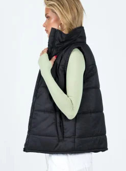 Princess Polly Coulter Puffer Vest Black Discount