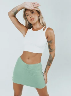Princess Polly Courtney Low Waist Mini Skirt  Green Sale