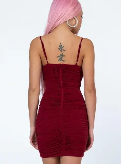Princess Polly Courtney Mini Dress Burgundy Store