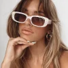 Princess Polly Creeper Sunglasses  Pearl White Clearance