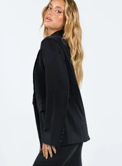 Princess Polly Croft Blazer Jacketglitter Black Cheap