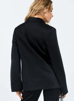 Princess Polly Croft Blazer Jacketglitter Black Cheap