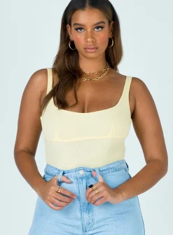 Princess Polly Crosby Bodysuit Yellow Flash Sale