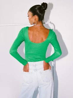 Princess Polly Crosby Long Sleeve Bodysuit Green Online