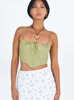 Princess Polly Crozier Top  Green Best