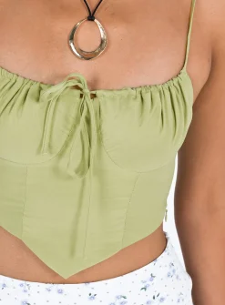 Princess Polly Crozier Top Green Best