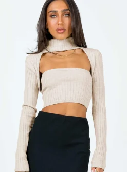Princess Polly Cruiser Sweater  Beige Cheap