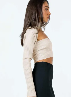 Princess Polly Cruiser Sweater  Beige Cheap