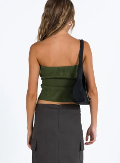 Princess Polly Currin Knit Tube Top Green New