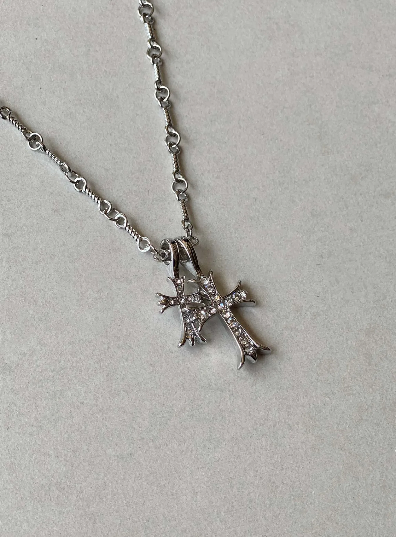 Princess Polly Curtis Cross Necklace Silver Flash Sale