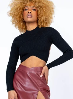 Princess Polly Cyrus Long Sleeve Top  Black Cheap