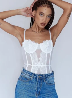 Princess Polly Dabney Bodysuit  White Best Sale