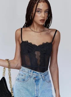 Princess Polly Dabney Bodysuit  Black Fashion