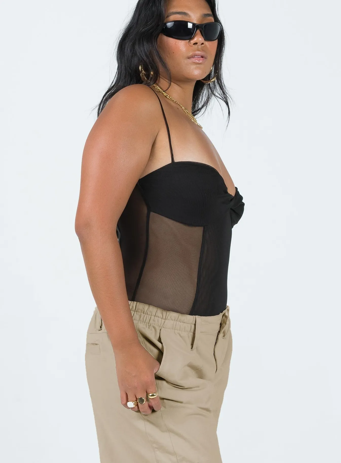 Princess Polly Dagallo Mesh Bodysuit Black Sale