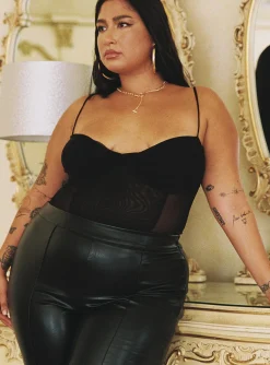 Princess Polly Dagallo Mesh Bodysuitcurve   Black Sale