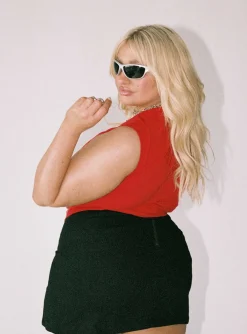 Princess Polly Dagger Tank Topcurve   Red Clearance
