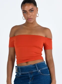 Princess Polly Dalya Off The Shoulder Top  Red Hot