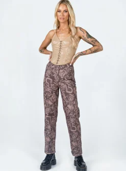 Princess Polly Dameela Straight Leg Jeans  Brown Best