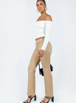 Princess Polly Dami Low Rise Pants  Beige Online