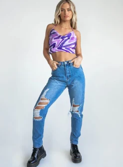 Princess Polly Damion Ripped Momjeans   Denim Best