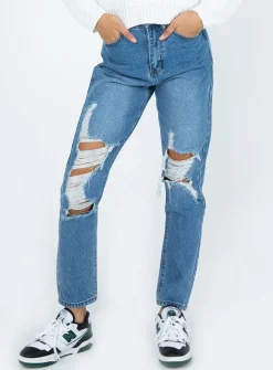Princess Polly Damion Ripped Momjeans Denim Best