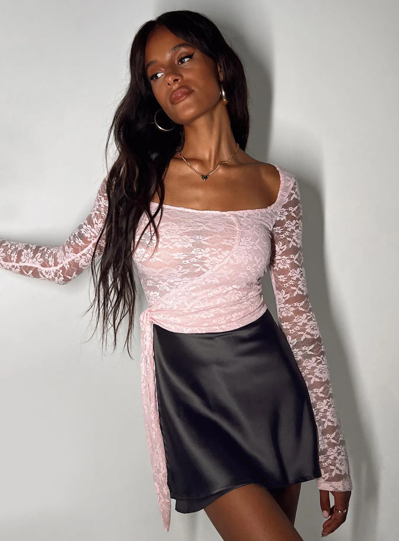 Princess Polly Danalah Lace Wrap Top Pink Cheap