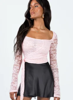 Princess Polly Danalah Lace Wrap Top Pink Cheap