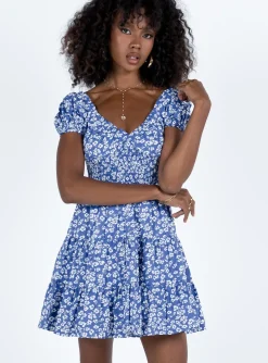 Princess Polly Daniela Mini Dress  Blue Floral Shop