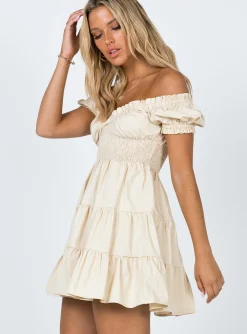Princess Polly Daniela Mini Dress Beige Flash Sale