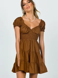 Princess Polly Daniela Mini Dress  Chocolate Brown Hot