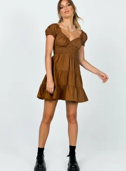 Princess Polly Daniela Mini Dress  Chocolate Brown Hot