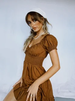 Princess Polly Daniela Mini Dress  Chocolate Brown Hot