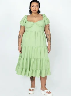 Princess Polly Danny Midi Dresscurve   Green Store