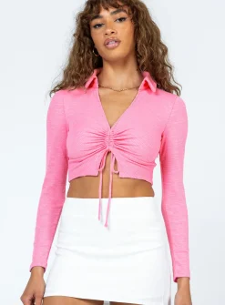 Princess Polly Darbie Long Sleeve Top  Pink Hot