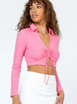 Princess Polly Darbie Long Sleeve Top Pink Hot