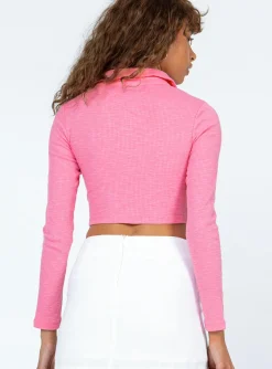 Princess Polly Darbie Long Sleeve Top Pink Hot