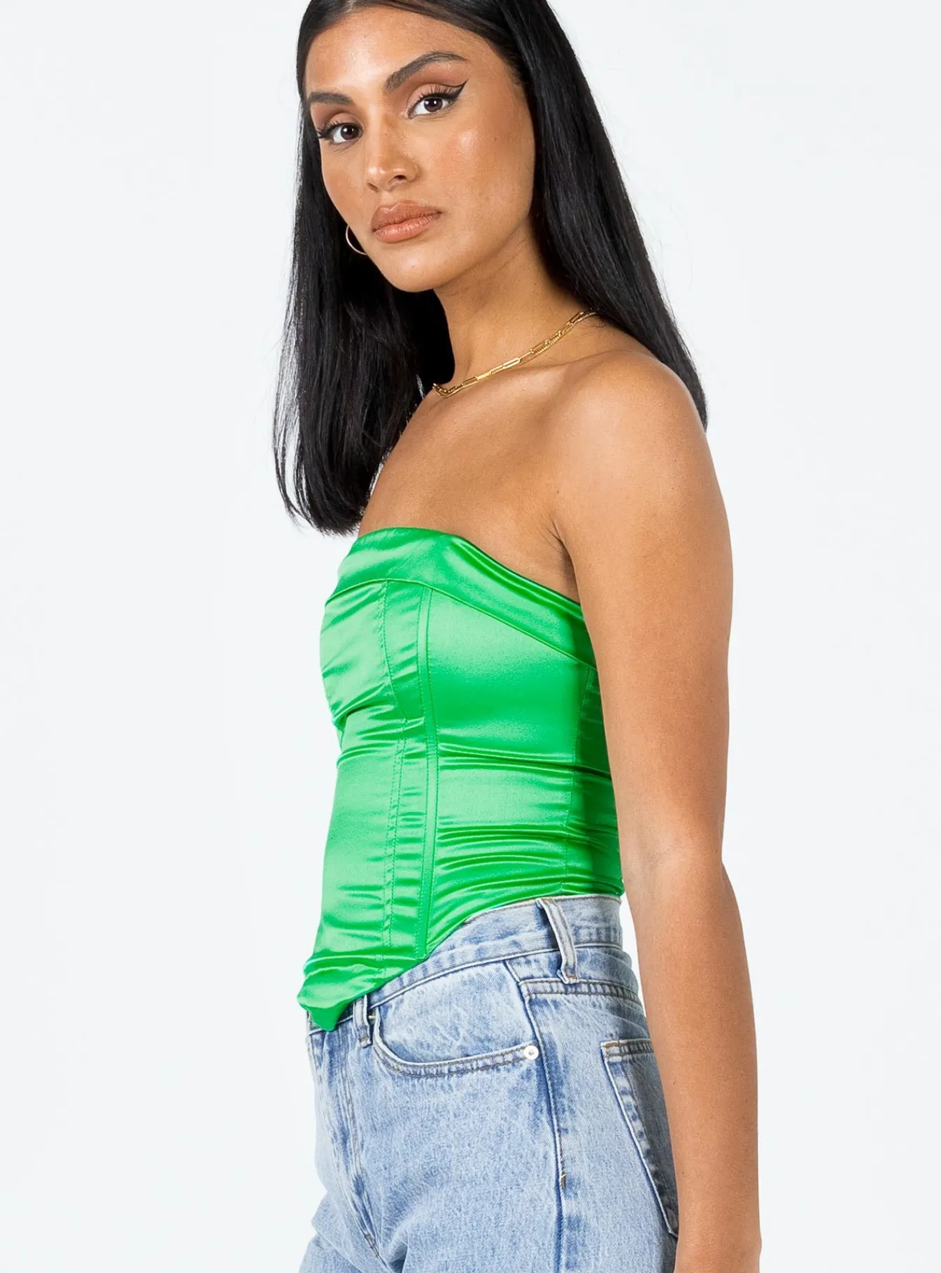 Princess Polly Daris Strapless Top Green Fashion
