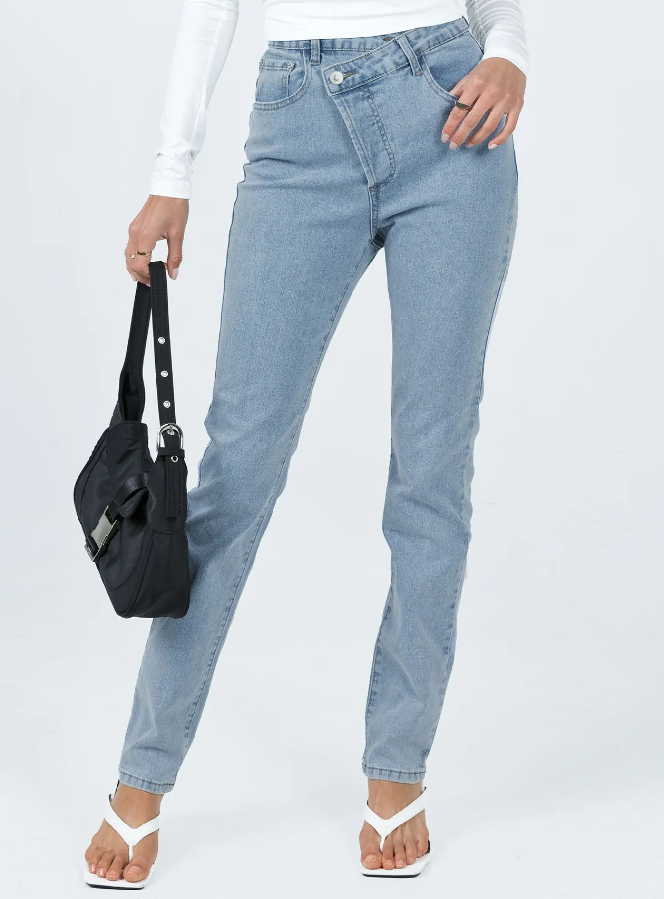 Princess Polly Darley Asymmetric Jeans Denim Cheap
