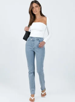 Princess Polly Darley Asymmetric Jeans  Denim Cheap